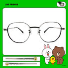 LINE FRIENDS★莎莉款｜蛋殼帽子 多邊框眼鏡｜古銀黑