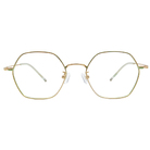 極．纖細輕款｜知性款多邊框眼鏡 質感金/綠