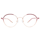 極．纖細輕款｜線圈造型波士頓框眼鏡 玫瑰金/紅