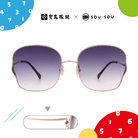SOU・SOU l 微笑低調款 蝴蝶框太陽眼鏡❀玫瑰金/漸層紫