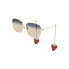 GUCCI | 玩味草莓掛飾方框太陽眼鏡 粉藍