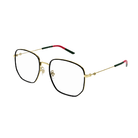 GUCCI | 雙G標誌休閒多邊框眼鏡 黑金/綠紅