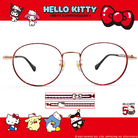 HELLO KITTY▪︎50週年｜風雅簍空感HELLO KITTY 圓框眼鏡｜酒紅