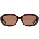 GUCCI | 迷人大G粗黑長方框太陽眼鏡 |玳瑁紅