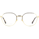 GUCCI |馬銜扣細邊圓框眼鏡 |金/玳瑁