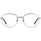 GUCCI | 側邊LOGO細圓框眼鏡 |銀黑色