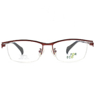 FORECO | 條理清晰長方半框眼鏡 | 知性紅/黑