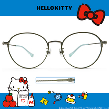 HELLO KITTY▪︎經典｜海洋捲捲麻花款 梨圓框眼鏡｜灰感綠