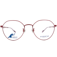 SPORT b.│鋸齒星星氣質波士頓框眼鏡★金屬紅