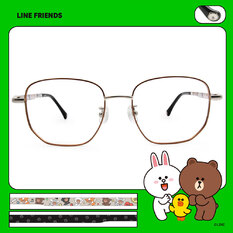 LINE FRIENDS★熊大款｜puppy樂園 方框眼鏡｜古銅金