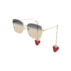 GUCCI | 玩味草莓掛飾方框太陽眼鏡 粉藍