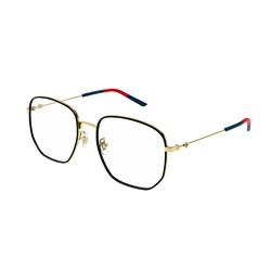 GUCCI | 雙G標誌休閒多邊框眼鏡 黑金/藍紅