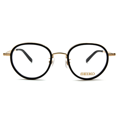 SEIKO 知性の鈦 小菱點刻印復古圓框眼鏡 ▏金黑