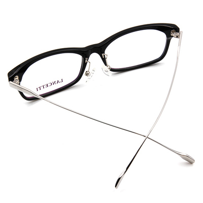 LANCETTI 極現代感眼鏡細邊長方框眼鏡 ▏亮黑/銀
