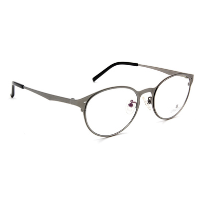 LANCETTI 鋼質知性線條橢圓框眼鏡 ▏霧銀/黑