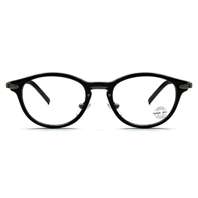 SUPER IDOL 古典波士頓橢圓框眼鏡 ▏亮黑/亮槍