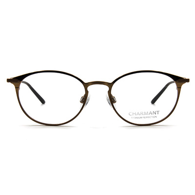 CHARMANT β-鈦 古典現代框眼鏡 ▏削金棕
