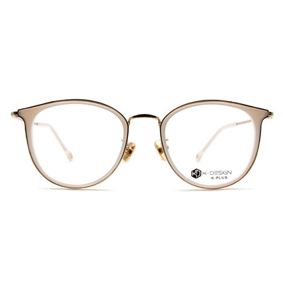 K-DESIGN K PLUS舒適彈力款眼鏡◆韓風眼鏡貓型魅惑精緻雙圈框眼鏡 珠光白