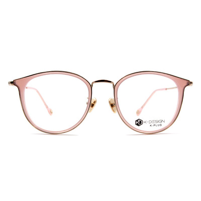 K-DESIGN K PLUS舒適彈力款眼鏡◆韓風眼鏡貓型魅惑精緻雙圈框眼鏡 玫瑰粉