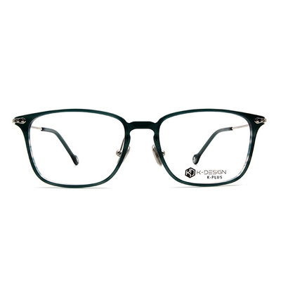 K-DESIGN K PLUS舒適彈力款眼鏡◆小清新簡約菱角方框眼鏡 翡翠綠/銀