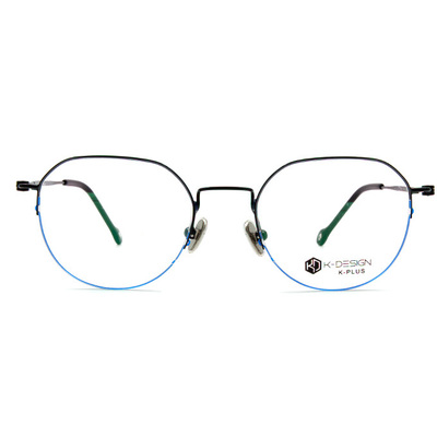 K-DESIGN K PLUS 舒適輕盈系列  ▏異想的世界拼色多邊框眼鏡 飛翔藍