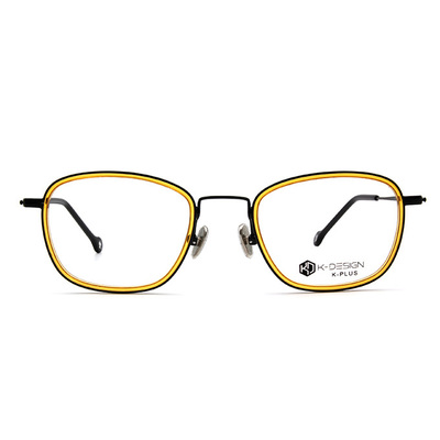 K-DESIGN K PLUS 舒適輕盈系列  ▏浪漫今生雙環方圓框眼鏡 蜂黃黑