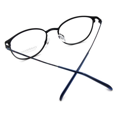 CHARMANT β-鈦 日式彩紋梨圓框眼鏡 ▏靛藍/藍紋