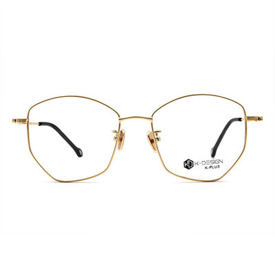 K-DESIGN K PLUS 優雅女孩輕質多邊框眼鏡◆璀璨金