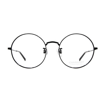 CHARMANT β-鈦 古典彎橋金屬圓框眼鏡✦懷舊黑
