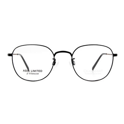 CHARMANT β-鈦 簡約波士頓框眼鏡 ▏墨潮黑/黑