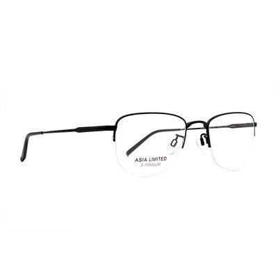 CHARMANT β-鈦 簡約多邊型眉框眼鏡 ▏鋼琴黑/黑