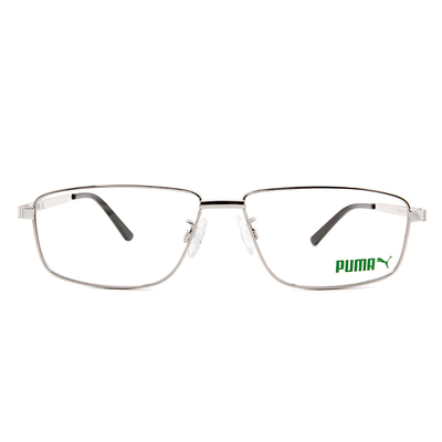 PUMA l 無畏自信 長方框眼鏡 l 亮銀/磁灰