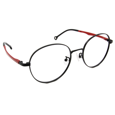 K-DESIGN KREATE 玩美跳色精緻圓框眼鏡🎨 黑/璀璨紅