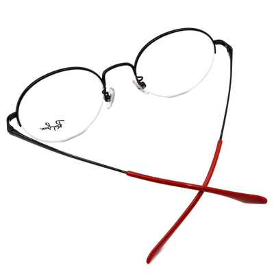 Ray Ban l 質感半框造型圓框眼鏡 經典黑/紅