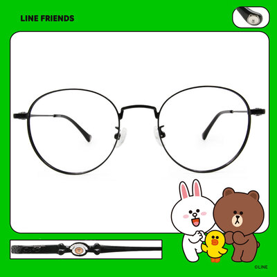 LINE FRIENDS★熊大款｜puppy小零食 波士頓框眼鏡｜亮眼黑