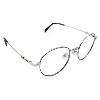 LINE FRIENDS★熊大款｜腳腳印章 波士頓框眼鏡｜鐵銀藍