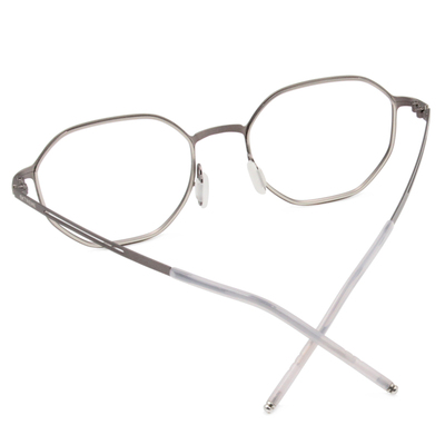 極．纖細輕款｜輕彈造型多邊框眼鏡 霧灰銀