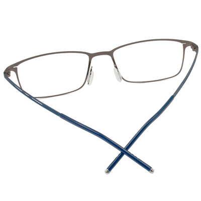極．纖細輕款｜輕彈造型長方框眼鏡 霧灰藍