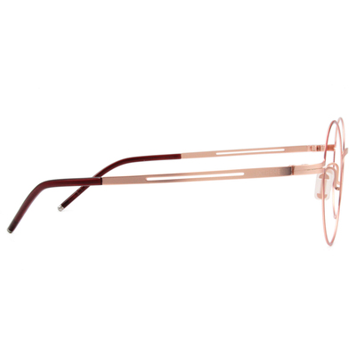 極．纖細輕款｜輕彈造型圓框眼鏡 殷紅/玫瑰金