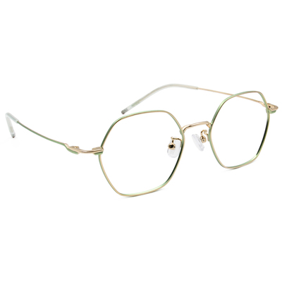 極．纖細輕款｜知性款多邊框眼鏡 質感金/綠