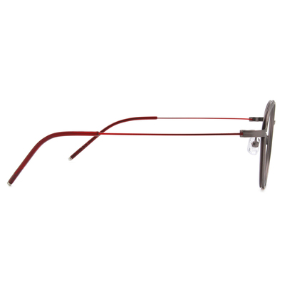 極．纖細輕款｜造型波士頓框眼鏡 霧灰/紅