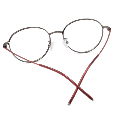 極．纖細輕款｜造型波士頓框眼鏡 霧灰/紅