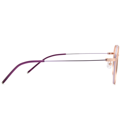 極．纖細輕款｜造型多邊圓框眼鏡 玫瑰金/紫芋