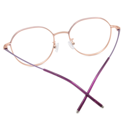 極．纖細輕款｜造型多邊圓框眼鏡 玫瑰金/紫芋