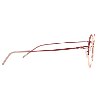 極．纖細輕款｜線圈造型波士頓框眼鏡 玫瑰金/紅