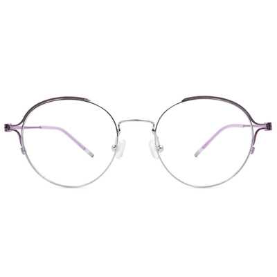極．纖細輕款｜線圈造型波士頓框眼鏡 科技銀/紫