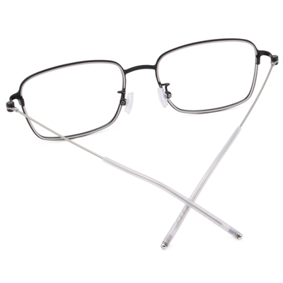 極．纖細輕款｜銀圈極細邊方框眼鏡 霧面黑