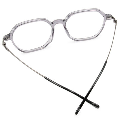 ❰台灣設計師聯名❱_KINGJUN系列｜病毒花也很可愛 多邊框眼鏡 ｜深透灰