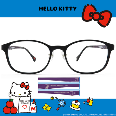 HELLO KITTY▪︎經典|微笑星空 方框眼鏡|消光黑/紫