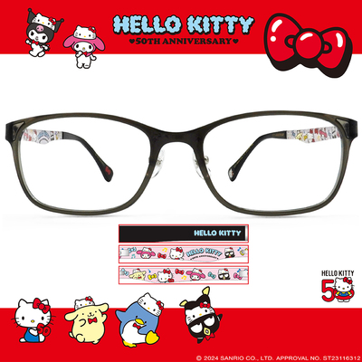 HELLO KITTY▪︎50週年|派對時光 方框眼鏡|淨透黑